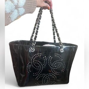 Chanel Perforated CC Patent Leather Tote